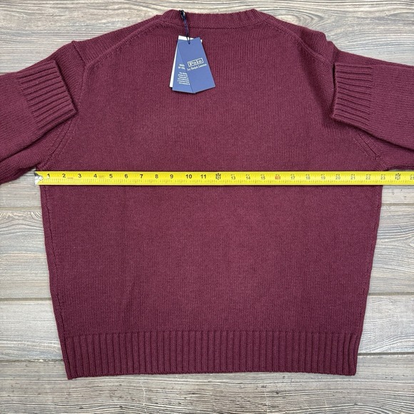 Polo Ralph Lauren Women's Burgundy Crest Logo Knit Wool Sweater Size Large NEW - Picture 7 of 11